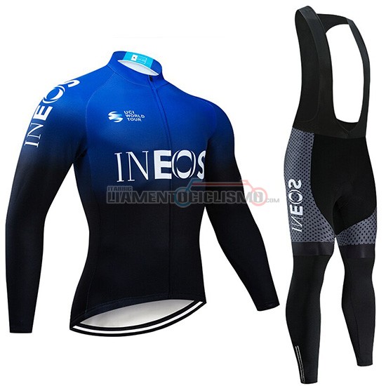 Abbigliamento Ciclismo Castelli Ineos Manica Lunga 2019 Nero Blu